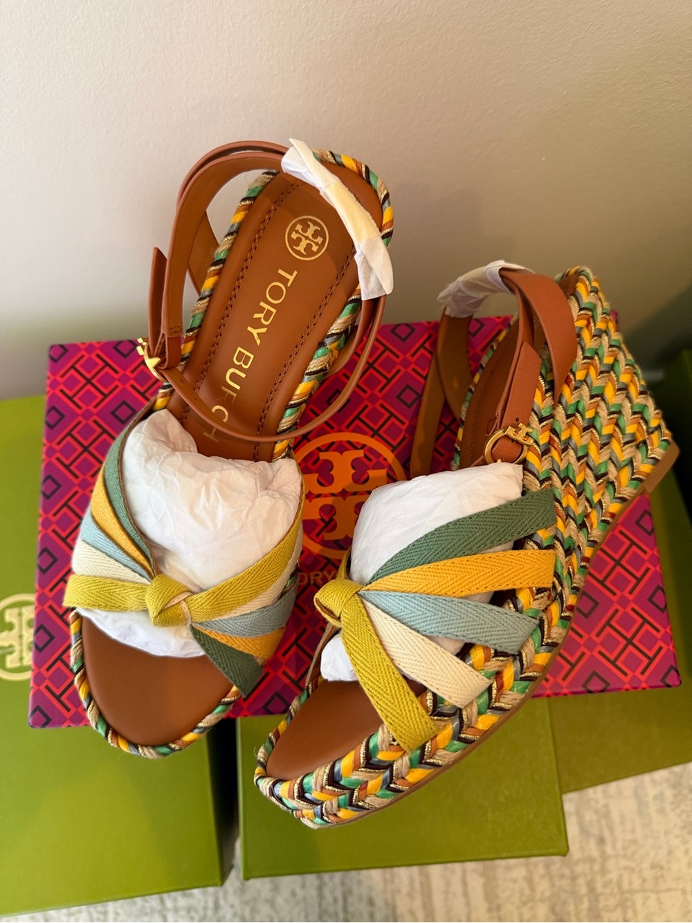 TORY BURCH MULTICOLORED WEDGE ESPADRILLE